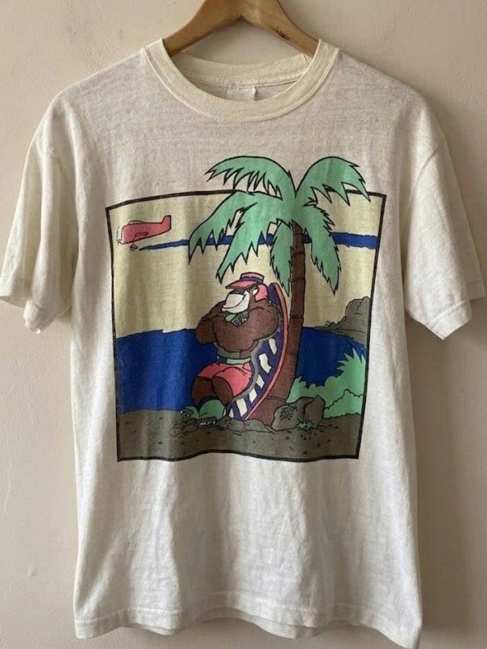 Vintage Gorilla Beach Graphic Tee Retro Surf Palm Tree Summer Shirt Unisex